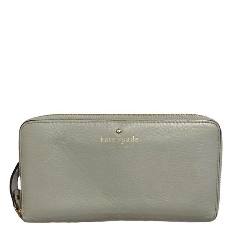 Kate spade gray leather zipper clutch wallet